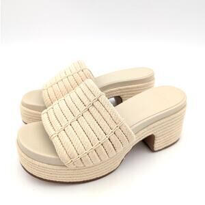 Vince Margo Cord Women's Slip On Platform Sandals Open Toe Beige Size US6M EU36